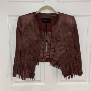 Suede cropped fringe jacket